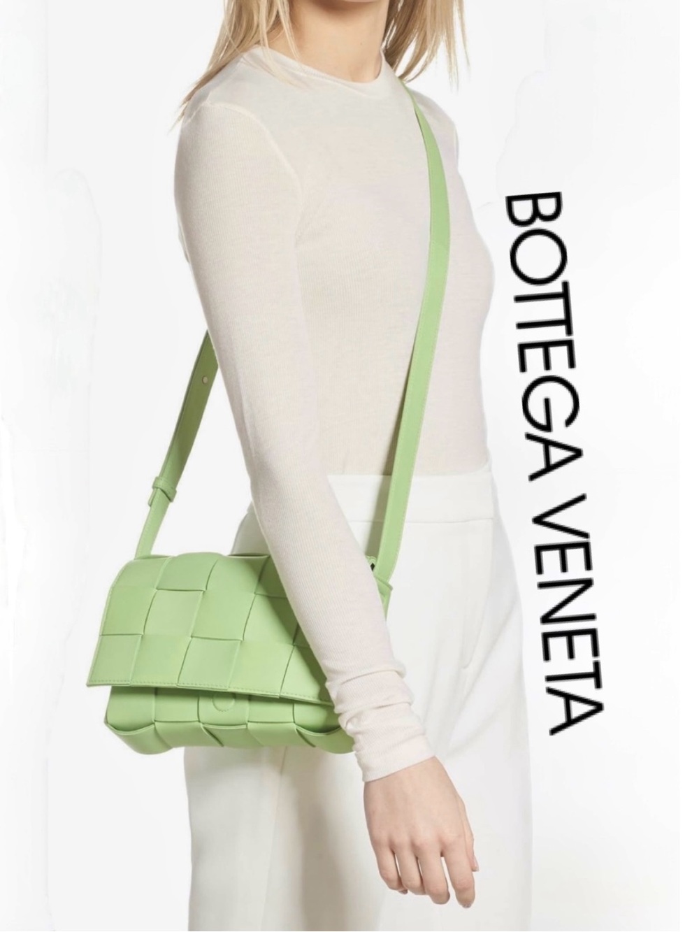 BOTTEGA VENETA Lambskin Maxi Intrecciato Cassette Crossbody Bag Pistachio